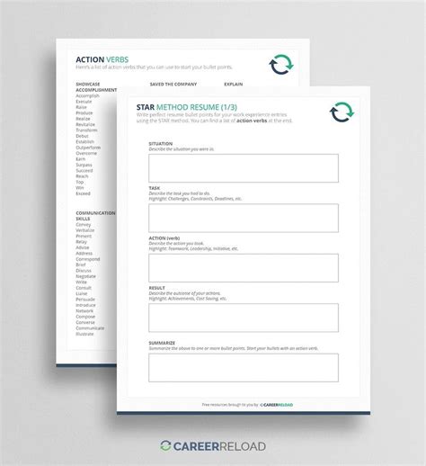 STAR Method Resume Worksheet - Career Reload