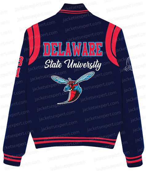 Blue Wool Delaware State University Varsity Jacket