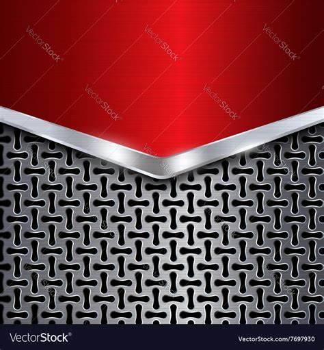 Metal background red chrome grid Royalty Free Vector Image