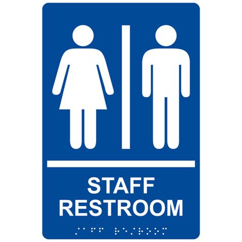 ADA Staff Restroom With Symbol Braille Sign RRE-14833_WHTonBLU