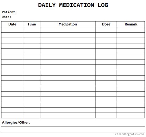 Medication Schedule Template - Daily, Weekly, Monthly Medication Chart