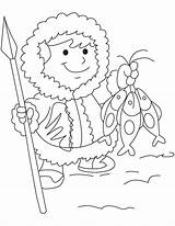Inuit Coloring Eskimo Pages Thin Boy Stick Holding Template Sketch  sketch template