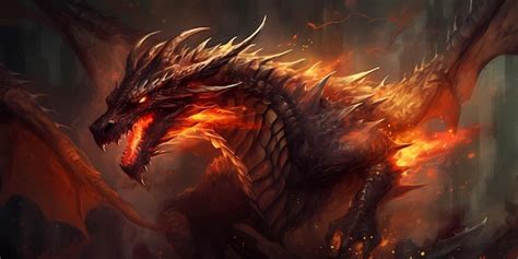 Epic wallpaper of a fire dragon | Premium AI-generated image