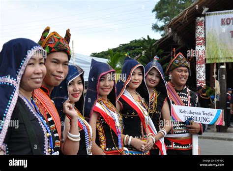 Kadazan dusun tribe in traditional costume during Sabah Harvest festival celebration in Kota ...