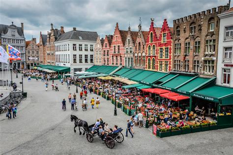 Cafes on the Grote Markt - Bruges Belgium | Bruges belgium, Belgium travel, Places to travel