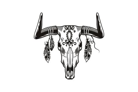 Bull Skull Tattoo Design. Monochrome Ele Graphic by pch.vector ...