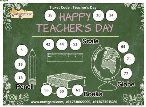 Teacher's Day Theme Housie Ticket (24 Tickets) - Craftgami