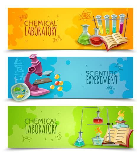 Scientific Chemical Laboratory Flat Banners Set 478781 Vector Art at ...