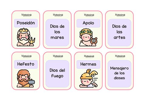 Tarjetas dioses griegos y romanos – Matteisima