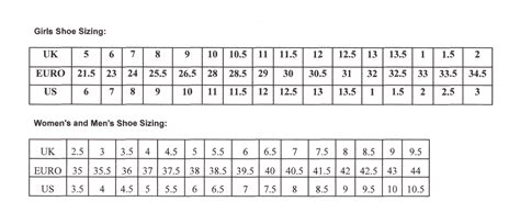 Dance Shoe Sizing Charts | World of Dance UK