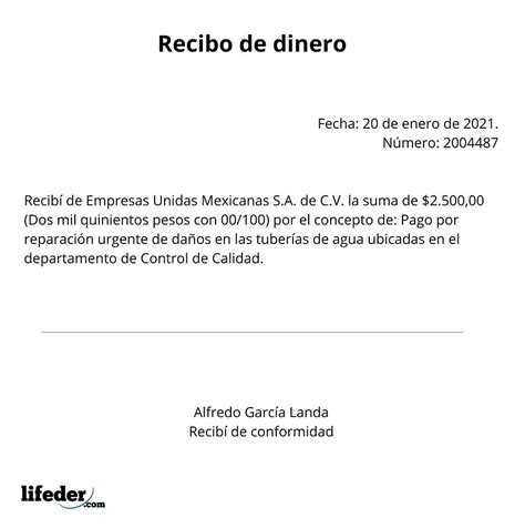 Documento De Recibo De Dinero - ouiluv