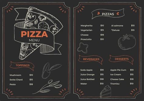 Free Hand-drawn Dark Pizza Shop Menu template