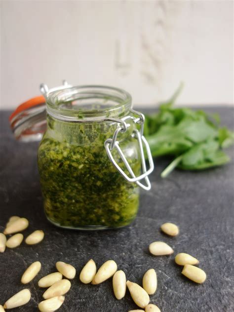 rocket basil pesto pine nuts