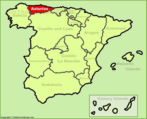 Asturias location on the Spain map - Ontheworldmap.com