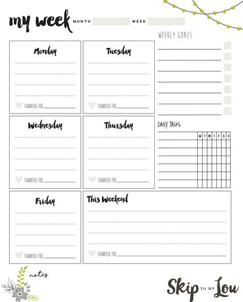 Printable Weekly Planner | Skip To My Lou