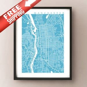 Manchester, NH Map Print New Hampshire Poster - Etsy