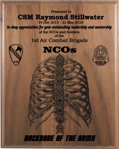 Army NCO- "The Backbone of the Army" Plaques