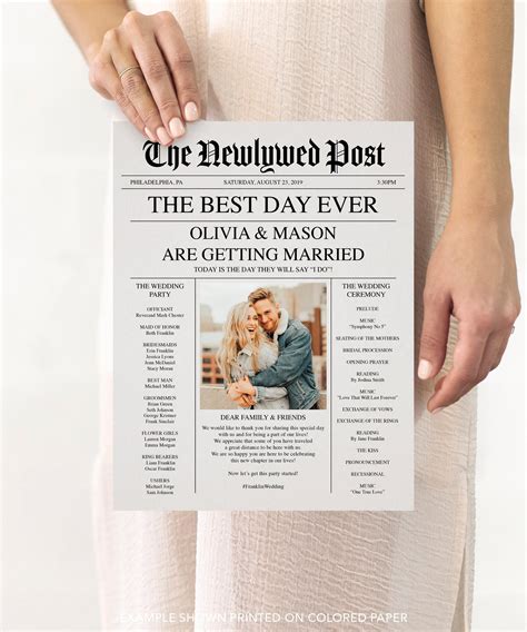 Newspaper Wedding Program Fully Editable Printable Wedding - Etsy UK