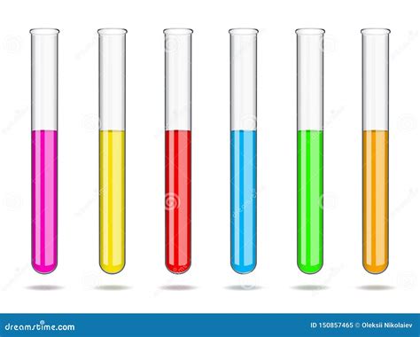 Fije De Los Tubos De Ensayo De Cristal Del Laboratorio Con Los Líquidos De Diversos Colores ...