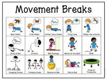 Movement & Sensory Break Visuals for Students with Autism. Great for early interv… | Physical ...