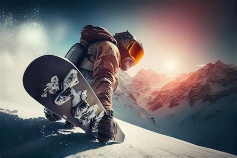 Premium Photo | Flying snowboarder on mountains extreme winter sport ...