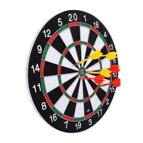 Buy 6 Darts & Darts Board 15 inches Double Sided Bullseye Target Game ...