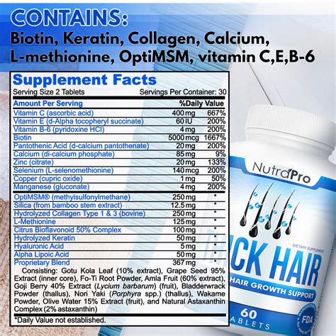 Thick Hair Growth Vitamins – Anti Hair Loss DHT Blocker – NutraPro