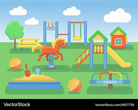 Kids playground flat concept background Slide Vector Image