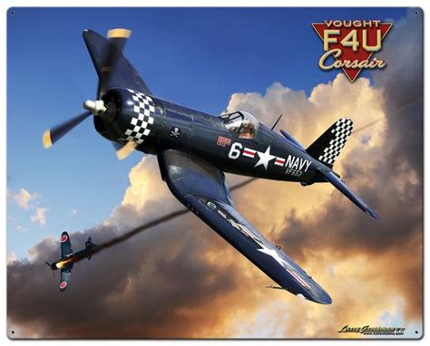 Corsair F4U Fighter Plane, Plasma Shape Metal Sign, 2 Sizes, American ...