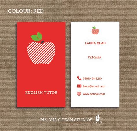 Printable stylish elegant teacher, tutor, education business card, calling card for your ...