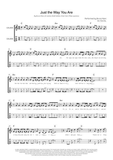 Just The Way You Are (arr. Arr. Ed.CAL) by Bruno Mars Sheet Music for ...