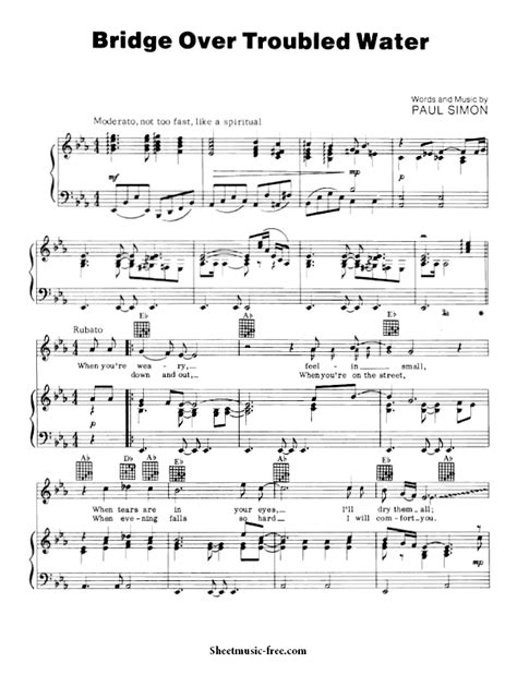 Bridge Over Troubled Water Sheet Music Simon and Garfunkel | Sheet ...