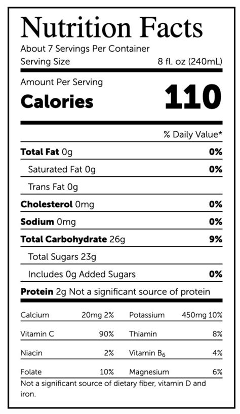 Simply Orange Juice Nutrition Facts Label | Besto Blog