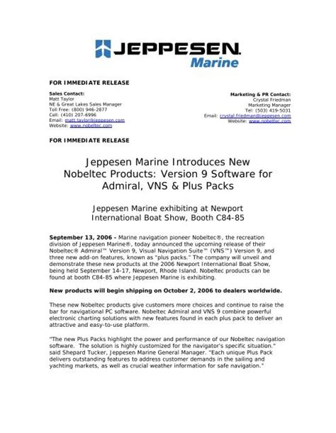 Jeppesen Marine Introduces New Nobeltec Products: Version 9 ...