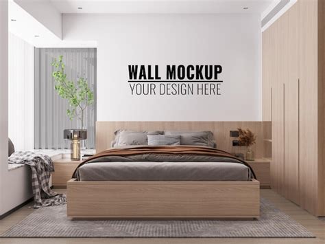 Free PSD | Interior bedroom wall mockup