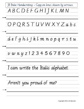 Italic Handwriting Practice Sheet by Italic Handwriting by Jim Bennett