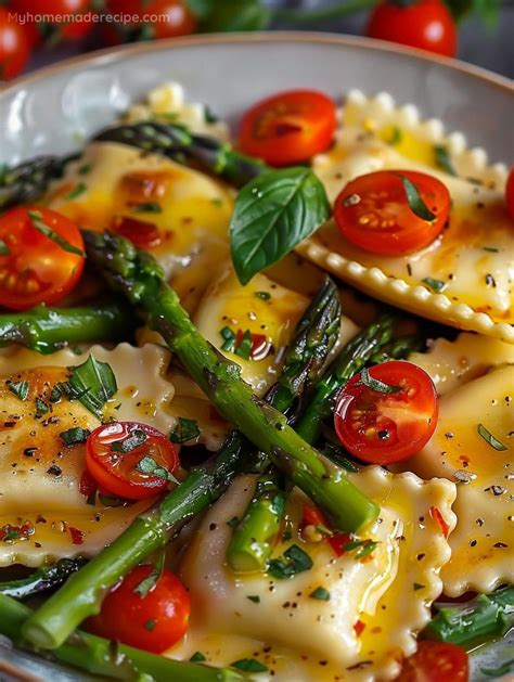 Savor The Freshness: Ravioli With Tomatoes, Asparagus, And Herbs Recipe - My Home Made Recipe