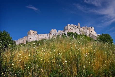 Spis castle ruins stock photo. Image of grass, walls - 169867418