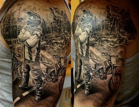 Don’t forget about motocross when you talk about biker tattoos. #inked #inkedmag #tattoo # ...