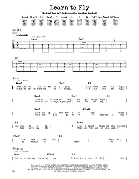 Learn To Fly by Foo Fighters - Guitar Lead Sheet - Guitar Instructor