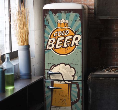 Beer mugs fridge wrap - TenStickers