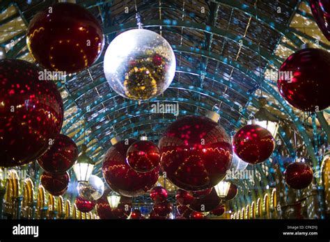 Covent Garden Christmas lights general view inside the building Stock ...