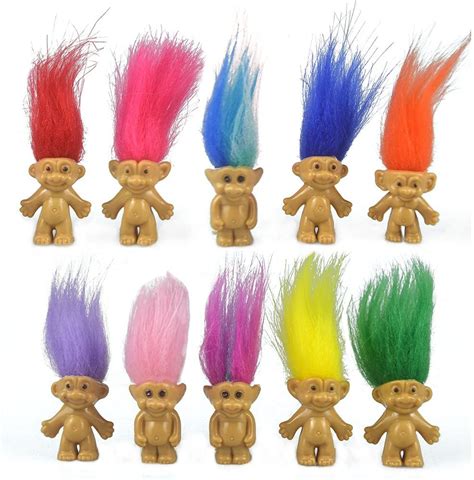 10PCS Mini Troll Dolls, PVC Vintage Trolls Lucky Doll Mini Action Figures 1.2" Cake Toppers ...