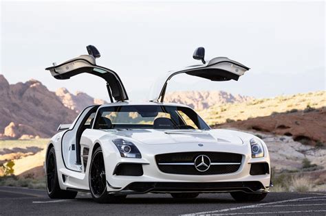 Mercedes-Benz SLS AMG Black Series in white – gulwing doors open rear | Mercedes benz sls ...