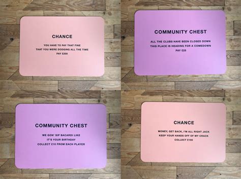 Monopoly Chance & Community Chest Cards (set of 4) | Subvertiser