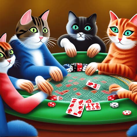 Cats Playing Poker Graphic · Creative Fabrica