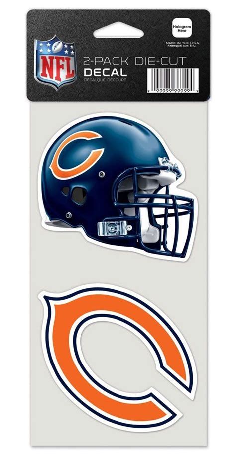 the chicago bears helmet decals are on display