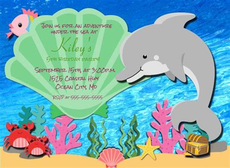 Dolphin Birthday Invitation Printable-Under the Sea-Photo card-Party-Birthday | Dolphin birthday ...