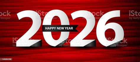 2026 Happy New Year Template 2026 Year Celebration Logo Vector On Red Background 2026 Number ...