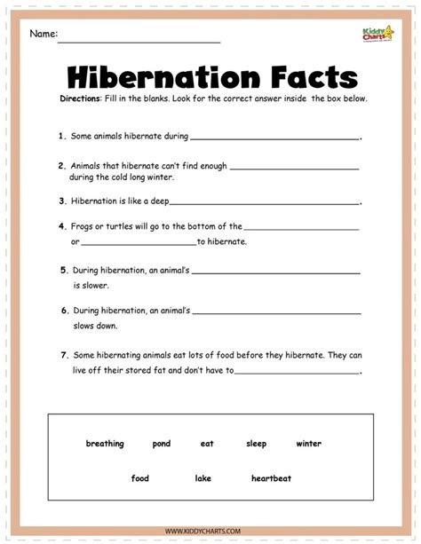 Hibernating Animals Activity Sheets - kiddycharts.com - Worksheets Library